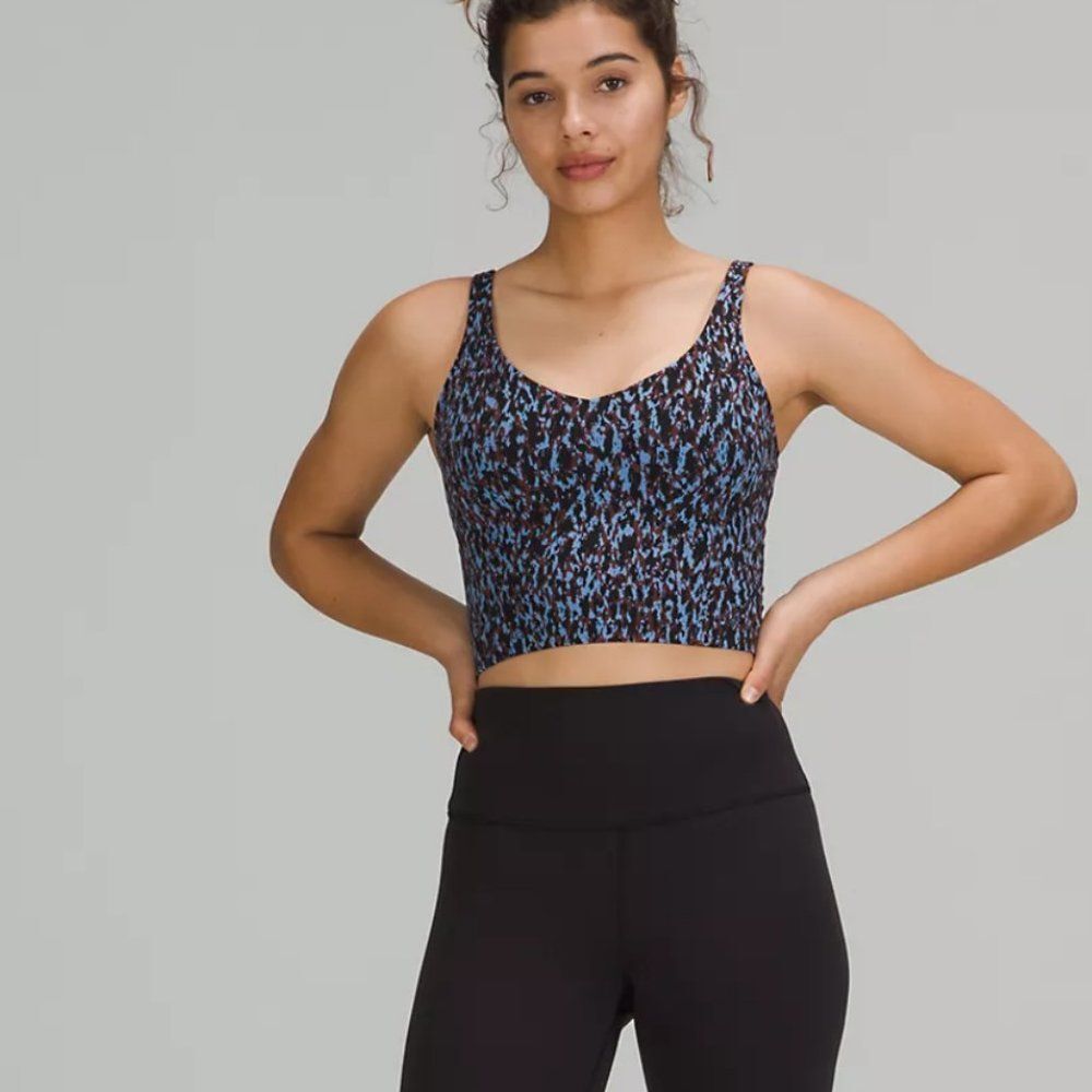 Lululemon Align Tank  BLUE Leopard Camo Blue Nile Multi Crop Size 8 NWT - Picture 2 of 3